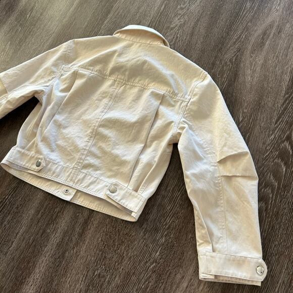 EUC AYR The Very Thing Neutral White Italian Cotton Canvas Cropped Jacket Sz XS - Picture 16 of 16